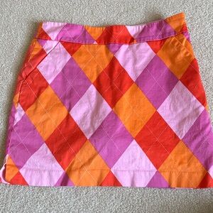Loudmouth Argyle Mini Skirt - Pink Orange Red